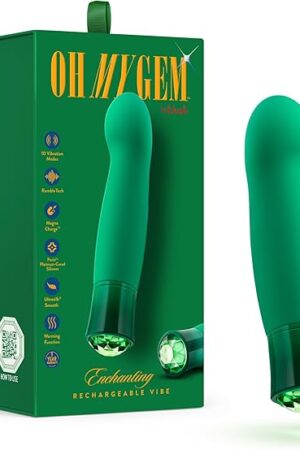Blush Oh My Gem Enchanting 55" G-Spot Vibrator, Clitoral & Pleasure Zones - Warming Function, 10 Deep Rumbling Modes - Ultrasilk Puria Silicone, Waterproof, Rechargeable Sex Toy for Women - (Emerald)