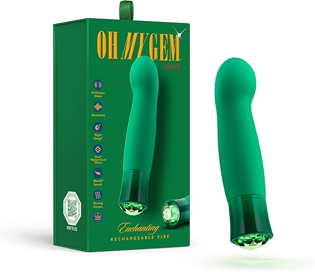 Blush Oh My Gem Enchanting 55" G-Spot Vibrator, Clitoral & Pleasure Zones - Warming Function, 10 Deep Rumbling Modes - Ultrasilk Puria Silicone, Waterproof, Rechargeable Sex Toy for Women - (Emerald)