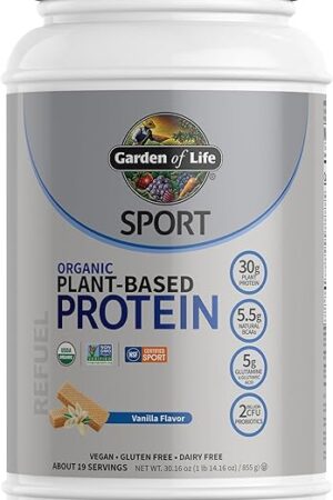 Garden of Life Organic Vegan Protein Powder with Probiotics, BCAAs, NSF Certified, Gluten Free & Sport, Non GMO, Sport Protein Powder, 19 Servings, Vanilla