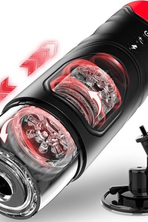 Automatic Male Masturbator, Sex Toys for Men Adult Male Masturbators Cup with 7 Thrusting & Rotating Modes for Penis Stimulation, Electric Pocket Pussy Male Stroker Toy (Red)