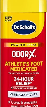 Dr Scholl's ODOR-X ATHLETE'S FOOT MEDICATED POWDER SPRAY, 47 oz // 24-Hour Relief of Itching & Burning, Clinically Proven, Cures & Prevents Most Athlete's Foot, Destroys Odors Instantly