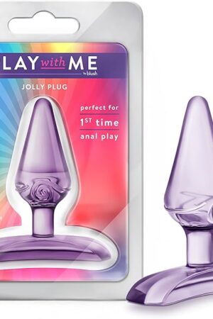 Blush Novelties Play with Me - Jolly Plug - Petite 2.75" Anal Plug - Tapered Head for Easy Insertion Perfect for Beginner's - Base Anchors Plug Outside The Body for Comfort - Adult Sex Toy - Purple