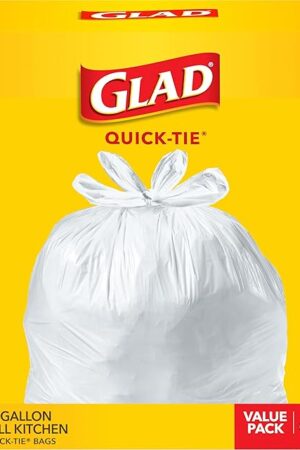 Glad Tall Kitchen Trash Bags 13 Gallon, Unscented Garbage Bags, Quick-Tie, 68 Count
