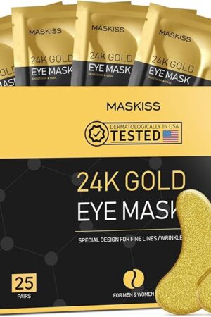 24k Gold Under Eye Patches (25 Pairs), eye mask, Collagen Skin Care Products, Eye Patches for Puffy Eyes, eye masks for dark circles and puffiness