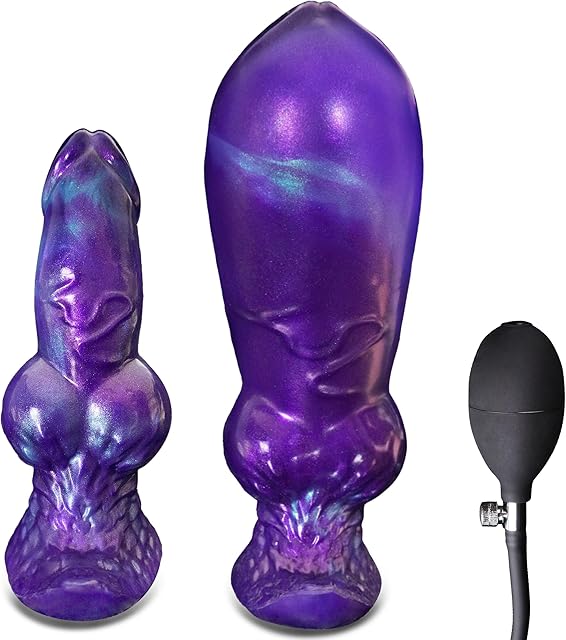 Inflatable Butt Plug Large Anal Plug, Inflatable Dildo Expanding Buttplug Dilator XL Butt Plug, Huge Knot Dildo Silicone Anal Trainer Stretcher Pump with Safe T-Base, Giant Adult Toys for Women Men