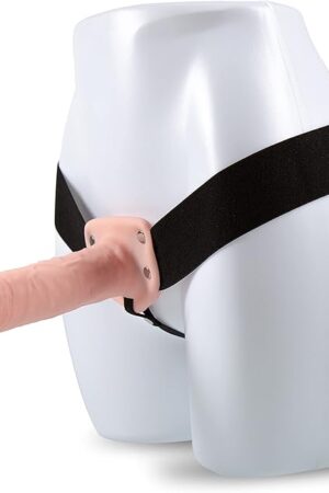 Blush Dr Skin 7" Hollow Strap On Dildo w/Elastic Harness, Soft Yet Firm Lifelike Cock - Phthalate-Free PVC - Teasing & Pleasing Waistband Penis Adult Sex Toy for Women, Men & Couples - (Vanilla)