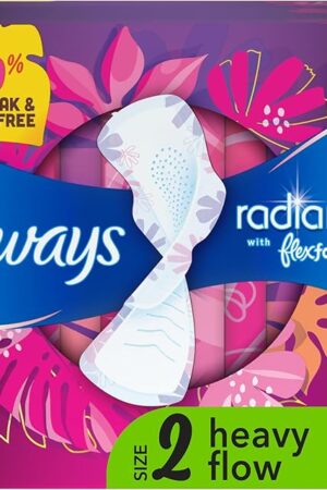 Always Radiant Feminine Pads for Women, Flexfoam Pads with Wings, Size 2, Heavy Absorbency, Lightly Scented, 26 Count x 3 Packs (78 Count total) (Packaging May Vary)