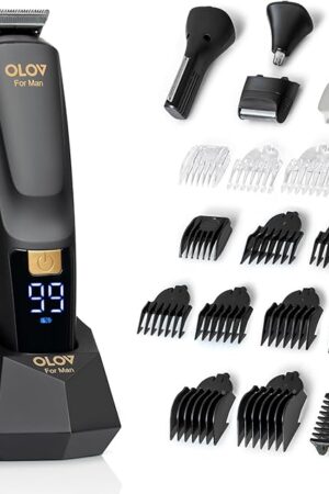 Beard Trimmer, 21 Piece All-in-One Mens Grooming Kit and Hair Clipper, Nose, Ear,Body and Face, Electric Razor with USB Recharge Dock