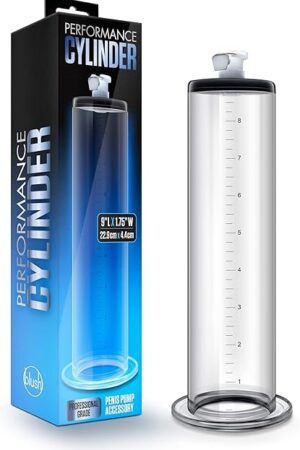 Blush Novelties Acrylic Penis Pump Cylinder, 1.75 Inch x 9 Inch - Laser Etched Measurements - Replacement Vacuum Tube for Nterchange Compatible Performance Collection Pump Systems - Male Sex Toys