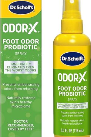 Dr Scholl's ODOR-X FOOT ODOR PROBIOTIC SPRAY, 4 oz // Immediately Eliminates The Worst Odors - Prevents Embarrasing Odors From Returning - Restores Skin's Microbiome