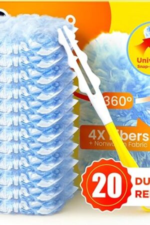 Heavy Duty Duster Refills for Swiffer Duster, 20 Count Duster Refills with 1 Handle, Multisurface 360? Dusters with 4X Microfibers, Unscented Disposable Dusters for Cleaning (Blue)