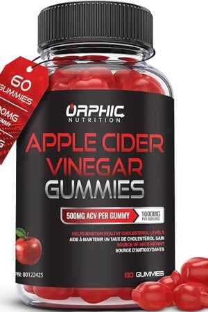 Apple Cider Vinegar Gummies - 1000mg - Formulated to Support Normal Energy Levels & Gut Health - Supports Digestion, Detox & Cleansing - ACV Gummies W/VIT B12, Beetroot (60 Count)