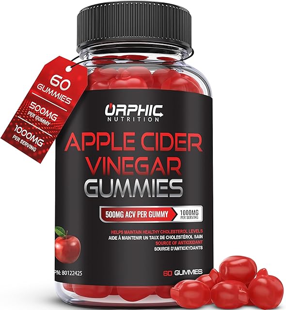 Apple Cider Vinegar Gummies - 1000mg - Formulated to Support Normal Energy Levels & Gut Health - Supports Digestion, Detox & Cleansing - ACV Gummies W/VIT B12, Beetroot (60 Count)