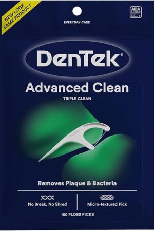 DenTek Triple Clean Advanced Clean Floss Picks, No Break & No Shred Floss, 150 Count, (Packaging May Vary)