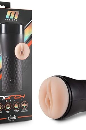 Blush Novelties M for Men Torch Thrill - Tightening Male Masturbator Stroker Cup - Push Button Adjustable Tightness - Ultra Soft Textured Sleeve to Intensify Orgasm - Luxury Sex Toy for Men
