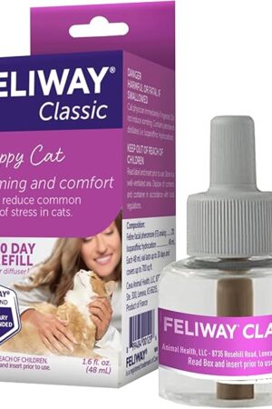 FELIWAY? Classic 30 Day Cat Calming Refill for Pheromone Diffuser, 48ml - Helps Reduce Common Signs of Stress in Cats & Kittens, Enhanced Calming
