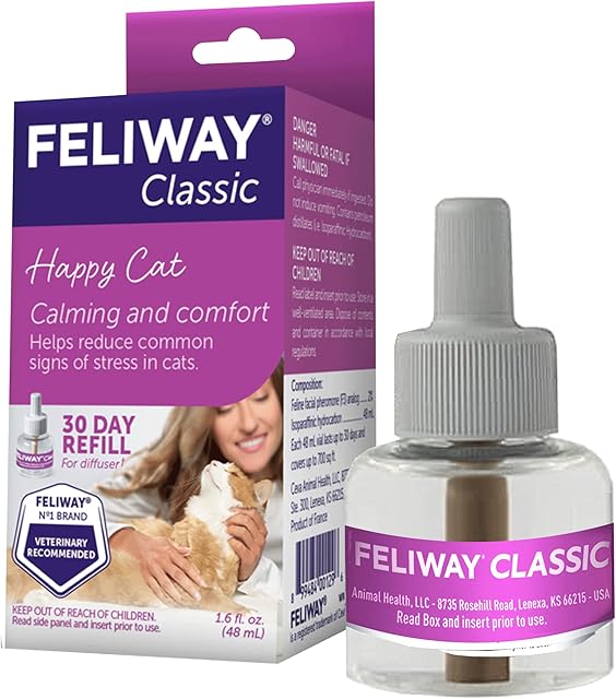 FELIWAY? Classic 30 Day Cat Calming Refill for Pheromone Diffuser, 48ml - Helps Reduce Common Signs of Stress in Cats & Kittens, Enhanced Calming