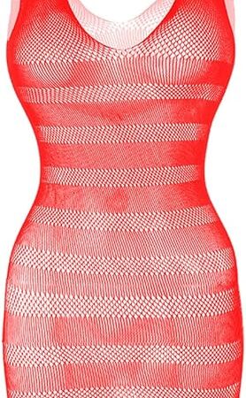 Women Fishnet Lingerie V-Neck Sleepwear One Size One Piece Babydoll Mini Dress One Piece
