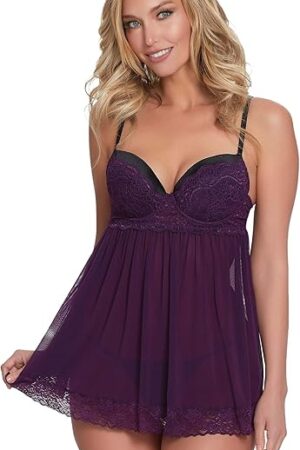 Women's Flirty Mesh and Lace Babydoll with Matching G-string
