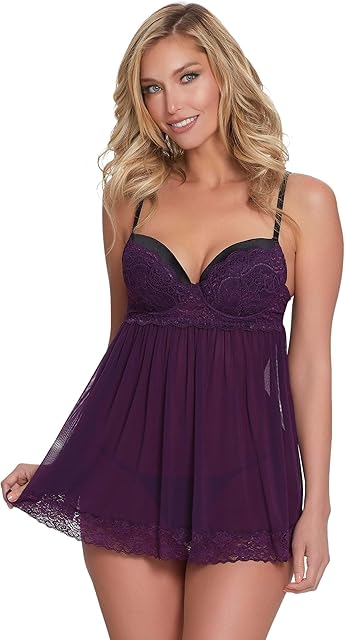 Women's Flirty Mesh and Lace Babydoll with Matching G-string