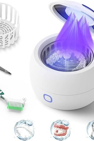 2025 Ultrasonic Retainer Cleaner Machine ? 45kHz Retainer Cleaner for Night Guards, Mouth Guards, Dentures ? 24W Dental Ultrasonic Cleaner with 4 Modes, 200ML ? Great Gift for Braces Users