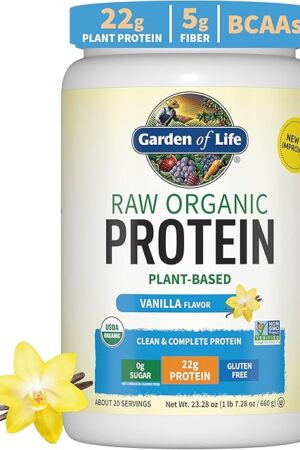 Garden of Life Protein Powder, Vegan Protein Powder, BCAA, Probiotics & Digestive Enzymes, Gluten & Lactose Free, Vanilla, 15 LB