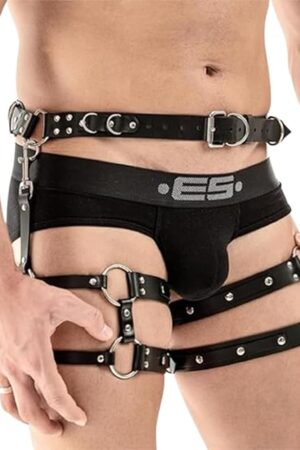 Black Lower Body Bondage Restraints Sex Bondage harness bondage gear & accessories Caged Thigh Holster Goth Sexy Punk Suspenders Cage Leg Garter Thigh Harness Men Restraints Leg Harness