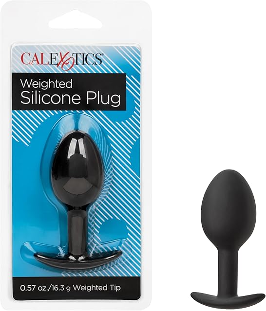CalExotics Weighted Silicone Anal Plug, Waterproof Butt Plug with Easy Pull Handle - SE-0414-00-2
