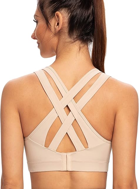 Women's High Impact Plus Size Large Bust Sexy Strappy Back Padded Sports Bra