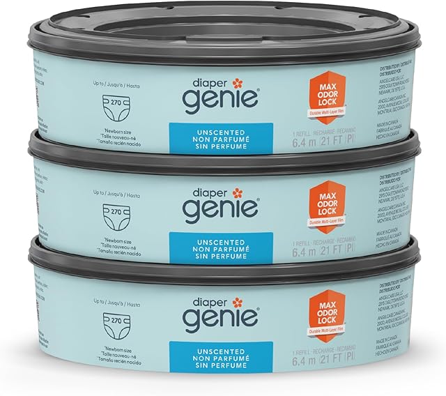 Diaper Genie Bags Refills 270 Count (Pack of 3) with Max Odor Lock | Holds Up to 810 Newborn Diapers