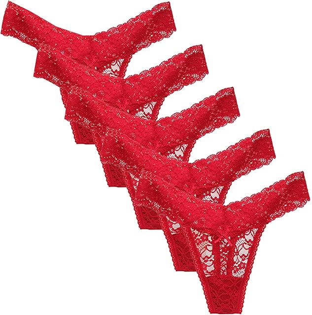 Briefs for Women's Sexy Lace Thong G-Pants Lingerie Panties Underwear, Multipack Underpants Pack of 5