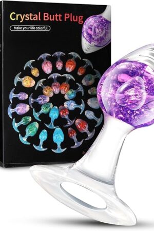 Anal Plug Adult Sex Toy, Luxury Jeweled Butt Plug with Crystal Beads, Liquid Silicone, G-Spot Stimulation, Ideal for Beginners, Perfect for Couples, Men and Women
