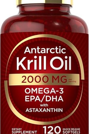 Carlyle Antarctic Krill Oil 2000 mg 120 Softgels | Omega-3 EPA, DHA, with Astaxanthin Supplement Sourced from Red Krill | Maximum Strength | Laboratory Tested