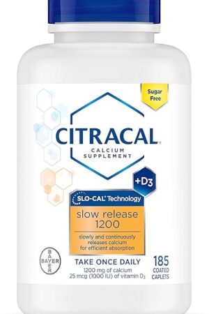 Citracal Slow Release 1200, 1200 mg Calcium Citrate with Vitamin D (1000 IU), Vitamin D3, Bone Health Support, Calcium Supplement for Ages 12+, 185 Count