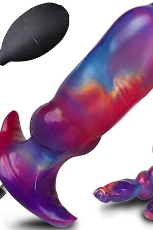 Inflatable Butt Plug Large Anal Plug Sex Toy, Knot Inflatable Dildo Huge Wearable Buttplug with Safe T-Base, Big Fantasy Monster Dildo Anal Stretcher Dilators, Silicone Adult Sex Toy for Gay Men Women