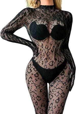 Crotchless Lingerie for Women Sexy Club Outfits Fishnet Bodytocking Rave Outfits One Piece Body Stocking Nightwear