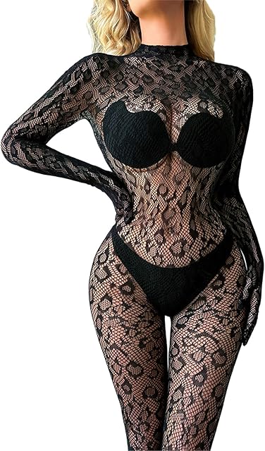 Crotchless Lingerie for Women Sexy Club Outfits Fishnet Bodytocking Rave Outfits One Piece Body Stocking Nightwear