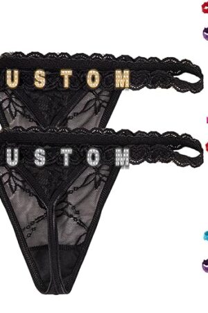 2-Pack Personalized Thongs with Names Letters Custom Sexy Lace Thongs Custom Panties Gift for Wife Girlfriend