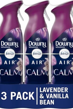 Febreze Air Mist Air Freshener Spray, Odor-Fighting Room Spray, Air Fresheners for Home and Bathroom and Kitchen, Aerosol Can, Downy Calm Scent, 88oz, 3 Count