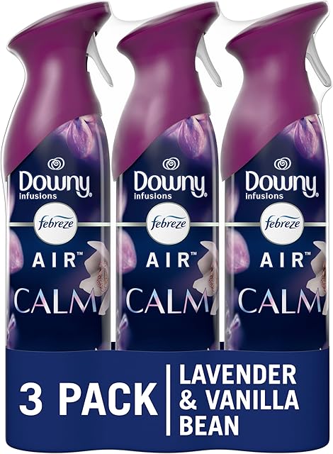 Febreze Air Mist Air Freshener Spray, Odor-Fighting Room Spray, Air Fresheners for Home and Bathroom and Kitchen, Aerosol Can, Downy Calm Scent, 88oz, 3 Count
