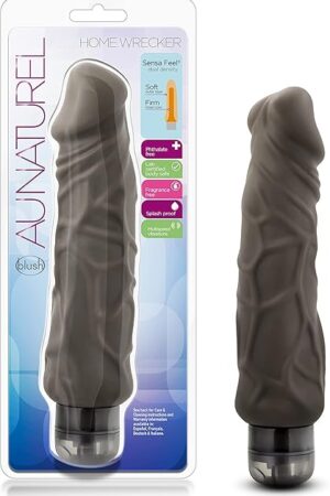 Blush Novelties Au Naturel - 9 Inch Ultra Soft Sensa Feel Dual Density Vibrating Dildo - Bendable Flexishaft - IPX7 Waterproof - Multi Speed Realistic Vibrator Sex Toy for Women, Men, Couples - Brown