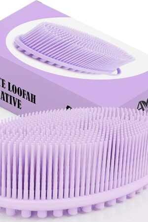 Avilana Silicone Body Scrubber ? Gentle Shower Brush & Loofah Alternative- Food Grade & Lab Tested ? Fast-Drying, Hygienic, BPA-Free Silicone Body Gentle Exfoliator (Lavender, Massage)