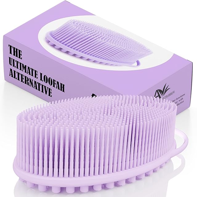 Avilana Silicone Body Scrubber ? Gentle Shower Brush & Loofah Alternative- Food Grade & Lab Tested ? Fast-Drying, Hygienic, BPA-Free Silicone Body Gentle Exfoliator (Lavender, Massage)