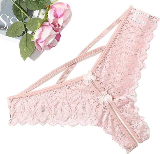 Lace Panties for Women Rhinestone Cheeky Briefs Criss Cross String Hipster Underwear
