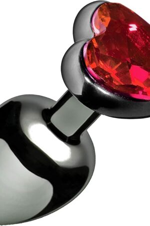 Crimson Tied Scarlet Heart Shaped Jewel Anal Plug