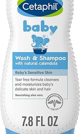 Cetaphil Baby Shampoo and Body Wash with Organic Calendula, Tear Free, Hypoallergenic, Ideal for Everyday Use, Dermatologist Tested, 7.8oz