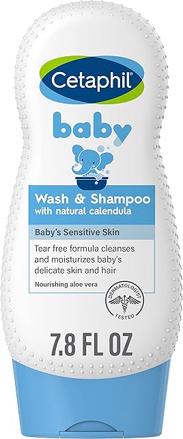 Cetaphil Baby Shampoo and Body Wash with Organic Calendula, Tear Free, Hypoallergenic, Ideal for Everyday Use, Dermatologist Tested, 7.8oz