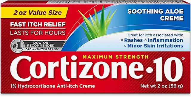 Cortizone-10 Maximum Strength Soothing Aloe Itch Relief Cream, 1% Hydrocortisone, Fast-Acting, Anti-Itch Cream for Bug Bites, Rash, Eczema, Psoriasis, Poison Ivy, Oak, Sumac & More, 2 oz