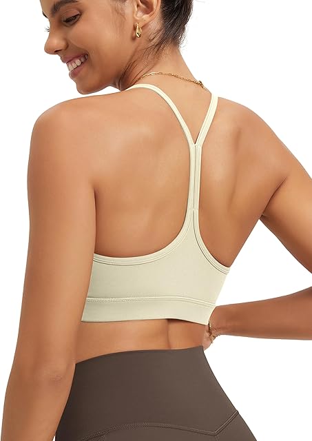 Cloud Feeling Y Racerback Sports Bra for Women Wirefree Padded Strappy Yoga Bra