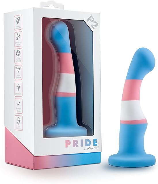 Blush Avant Pride 6" Petite Dildo, P2 True Blue - G-Spot & P-Spot Play Ultrasilk Smooth Silicone Cock - Suction Cup, Strap-On Compatible - Body-Safe Sex Toy for Men, Women & Couples - (Multicolored)